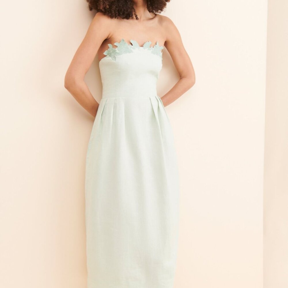 Fanm Mon Light Green Strapless Midi Dress